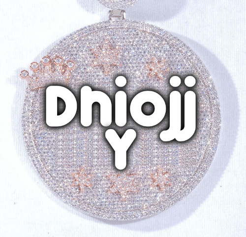 CUSTOM LETTER NECKLACE 3D BIG CROWN DISC