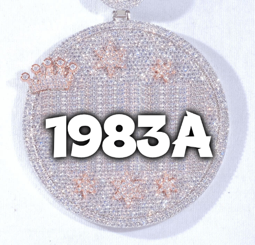 CUSTOM LETTER NECKLACE 3D BIG CROWN DISC