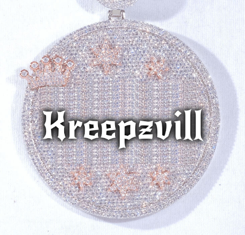 CUSTOM LETTER NECKLACE 3D BIG CROWN DISC