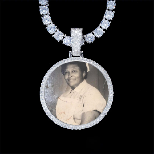 925S & VVS Moissanite 3D Circle Custom Picture Pendant