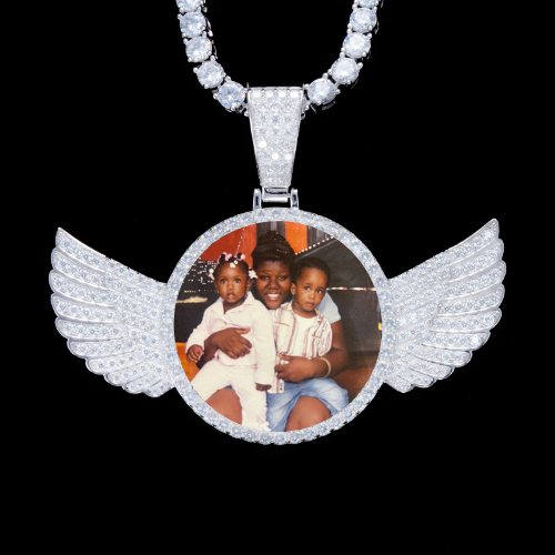 925S & VVS Moissanite 3D Wing Custom Picture Pendant