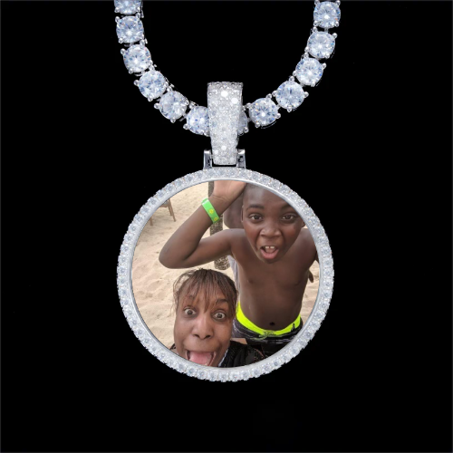 925S & VVS Moissanite 3D Circle Custom Picture Pendant