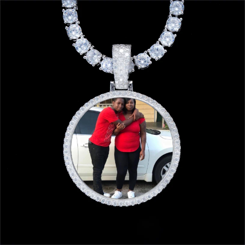 925S & VVS Moissanite 3D Circle Custom Picture Pendant