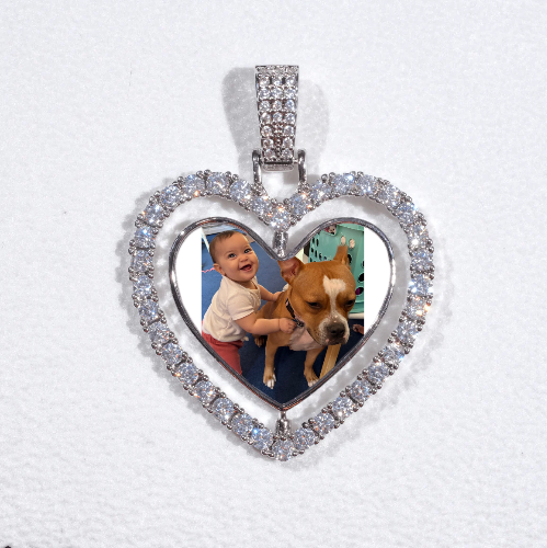 3D Spinning 2-Faced Heart Custom Picture Pendant