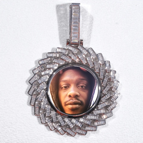 Large 3D Baguette Custom Picture Pendant