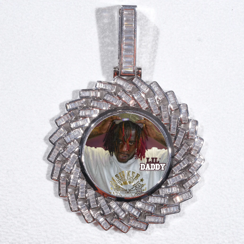 Large 3D Baguette Custom Picture Pendant