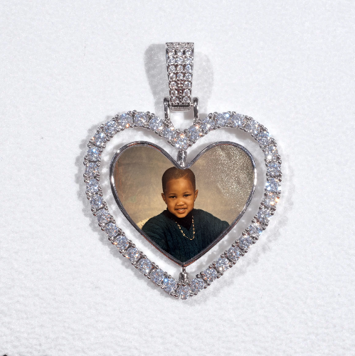 3D Spinning 2-Faced Heart Custom Picture Pendant