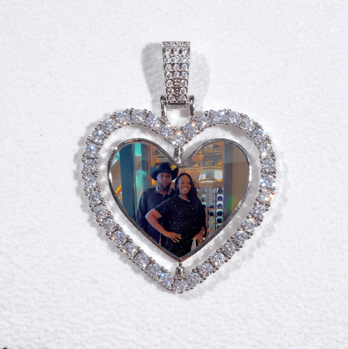 3D Spinning 2-Faced Heart Custom Picture Pendant