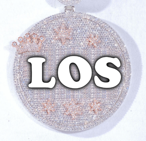 CUSTOM LETTER NECKLACE 3D BIG CROWN DISC
