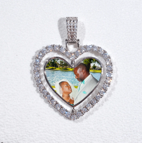 3D Spinning 2-Faced Heart Custom Picture Pendant