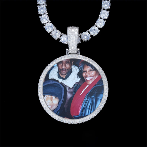 925S & VVS Moissanite 3D Circle Custom Picture Pendant