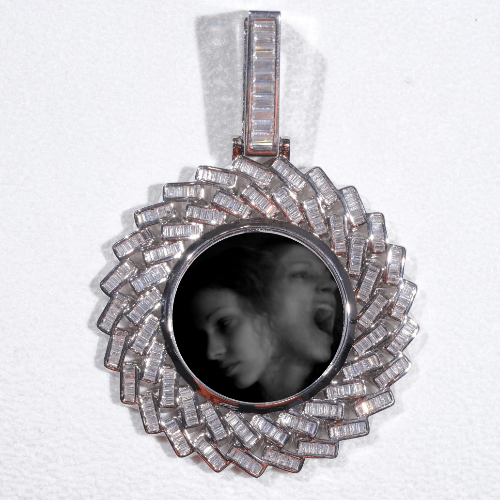 Large 3D Baguette Custom Picture Pendant