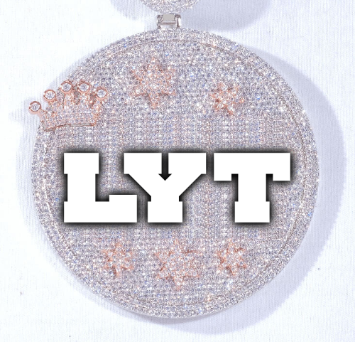 CUSTOM LETTER NECKLACE 3D BIG CROWN DISC