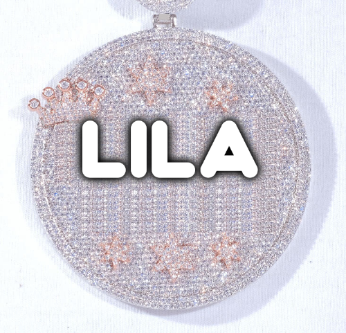 CUSTOM LETTER NECKLACE 3D BIG CROWN DISC