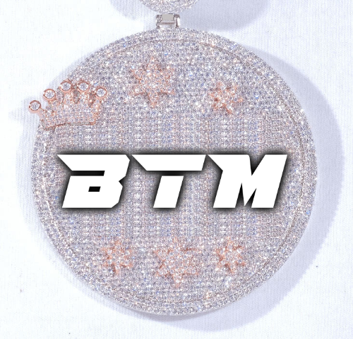 CUSTOM LETTER NECKLACE 3D BIG CROWN DISC