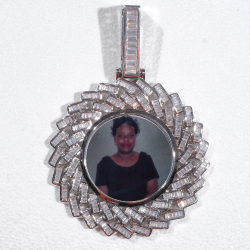 Large 3D Baguette Custom Picture Pendant
