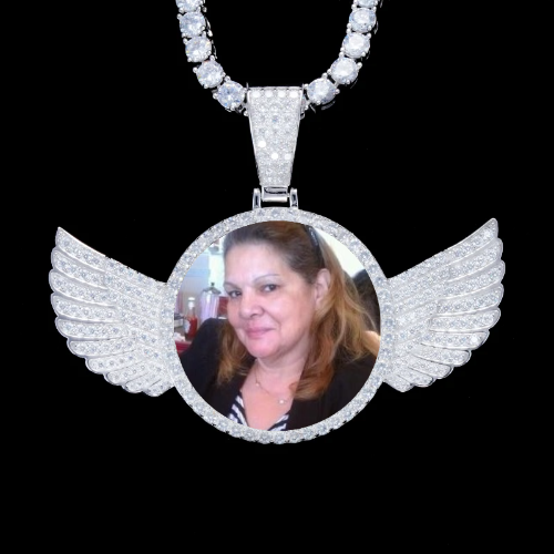 925S & VVS Moissanite 3D Wing Custom Picture Pendant