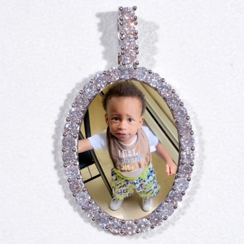 Large 3D Oval Custom Picture Pendant