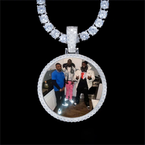 925S & VVS Moissanite 3D Circle Custom Picture Pendant