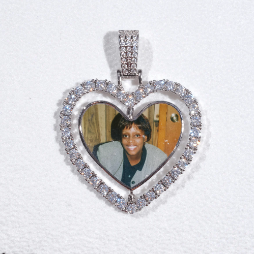 3D Spinning 2-Faced Heart Custom Picture Pendant