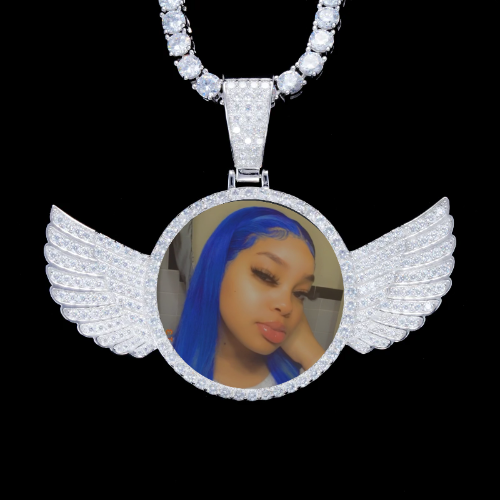 925S & VVS Moissanite 3D Wing Custom Picture Pendant