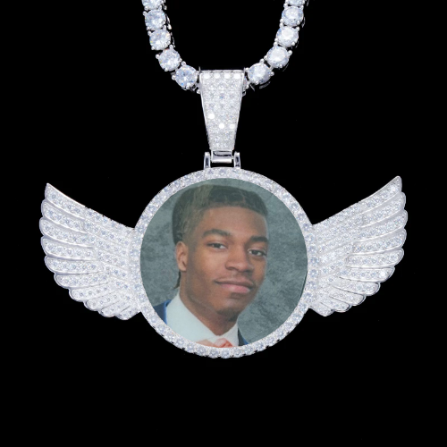 925S & VVS Moissanite 3D Wing Custom Picture Pendant