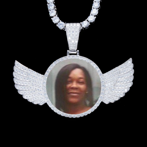 925S & VVS Moissanite 3D Wing Custom Picture Pendant