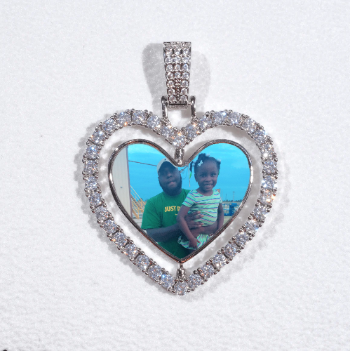 3D Spinning 2-Faced Heart Custom Picture Pendant