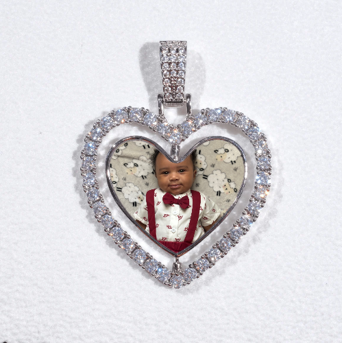 3D Spinning 2-Faced Heart Custom Picture Pendant