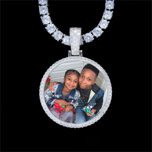925S & VVS Moissanite 3D Circle Custom Picture Pendant