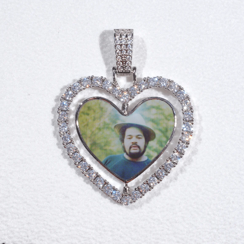 3D Spinning 2-Faced Heart Custom Picture Pendant