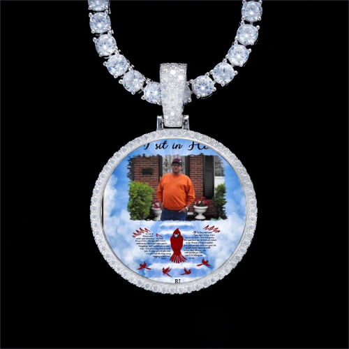 925S & VVS Moissanite 3D Circle Custom Picture Pendant