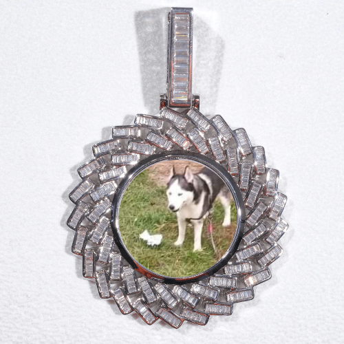 Large 3D Baguette Custom Picture Pendant