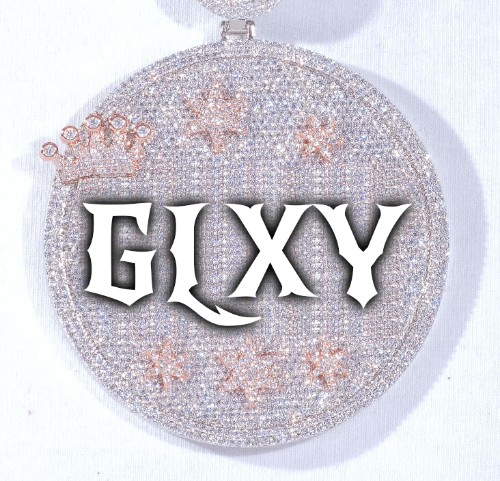 CUSTOM LETTER NECKLACE 3D BIG CROWN DISC