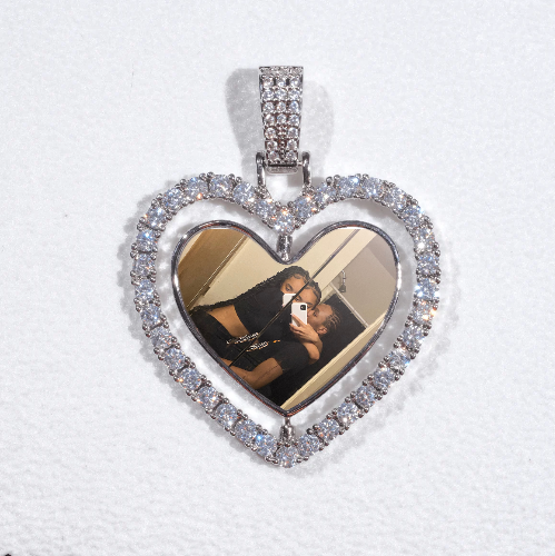 3D Spinning 2-Faced Heart Custom Picture Pendant