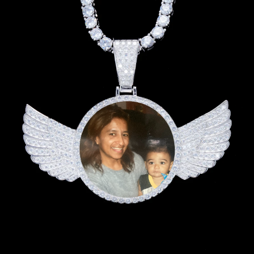 925S & VVS Moissanite 3D Wing Custom Picture Pendant