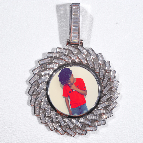 Large 3D Baguette Custom Picture Pendant