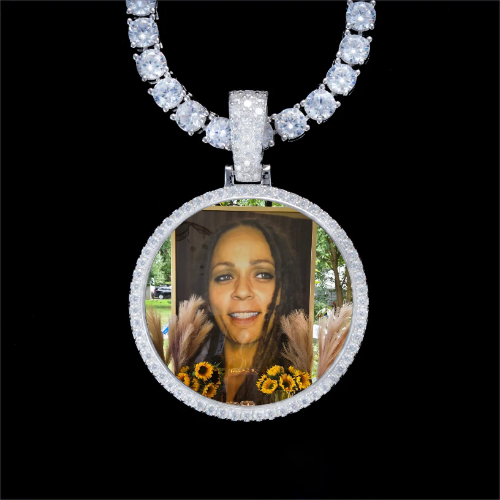 925S & VVS Moissanite 3D Circle Custom Picture Pendant