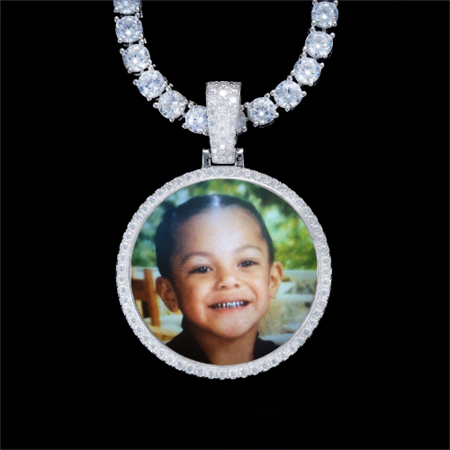 925S & VVS Moissanite 3D Circle Custom Picture Pendant