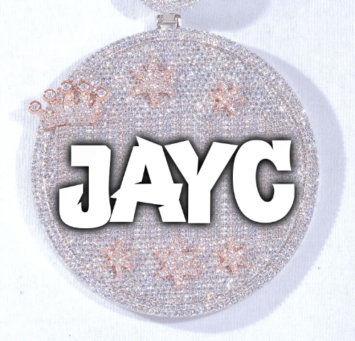 CUSTOM LETTER NECKLACE 3D BIG CROWN DISC