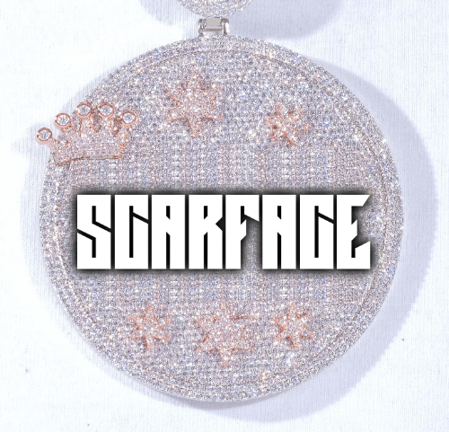 CUSTOM LETTER NECKLACE 3D BIG CROWN DISC
