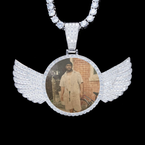 925S & VVS Moissanite 3D Wing Custom Picture Pendant