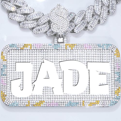 CUSTOM LETTER NECKLACE 3D COLORFUL SQUARE