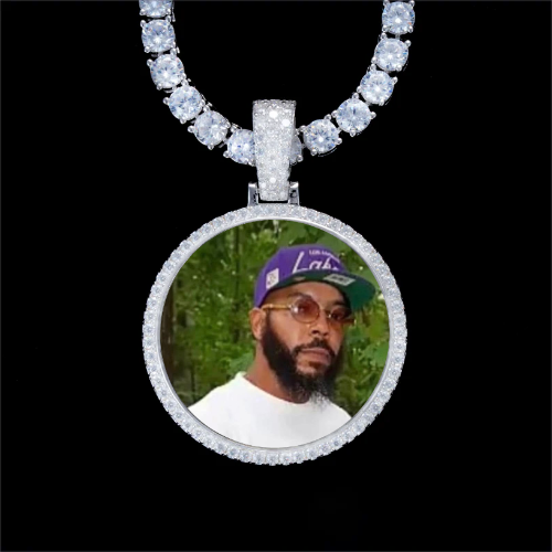 925S & VVS Moissanite 3D Circle Custom Picture Pendant