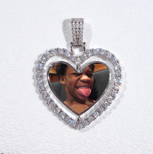 3D Spinning 2-Faced Heart Custom Picture Pendant