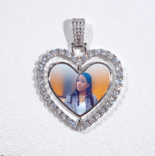 3D Spinning 2-Faced Heart Custom Picture Pendant