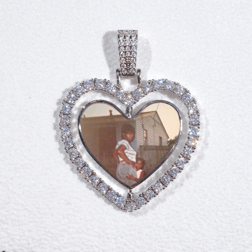 3D Spinning 2-Faced Heart Custom Picture Pendant