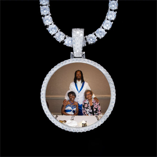 925S & VVS Moissanite 3D Circle Custom Picture Pendant