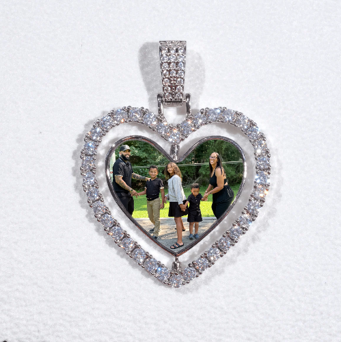 3D Spinning 2-Faced Heart Custom Picture Pendant