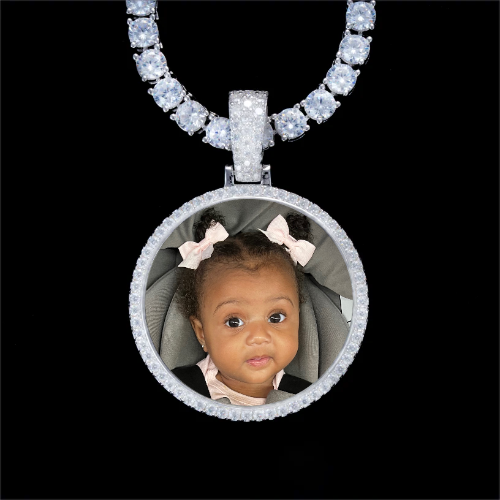 925S & VVS Moissanite 3D Circle Custom Picture Pendant